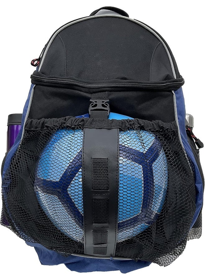 Fashion Helpers Fashion Helpers Royal Blue and Black Sport Backpack with Ball Pocket for Soccer, Football, Futbol, Basketball, Volleyball - Image 4