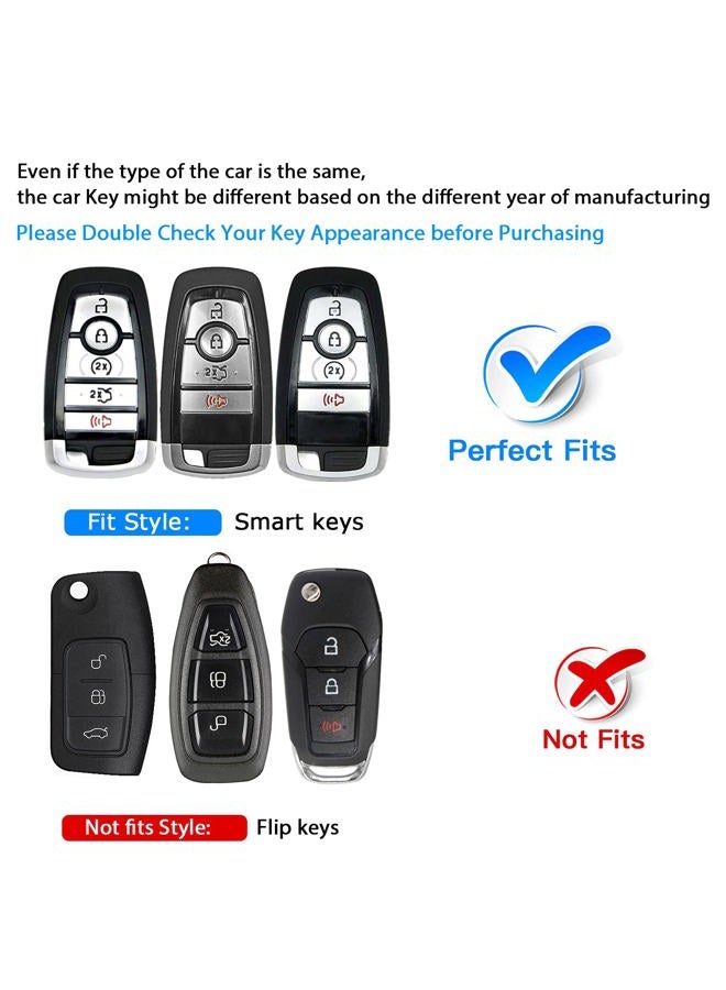 QBUC for Ford Key fob Cover,TPU Car Key Case Protector with Keychain Compatible with 2017 2018 2019 Ford Fusion F150 F250 F350 F450 F550 Edge Explorer Escape Mustang 3/4/5 buttons Smart Key(Pink) - Image 2