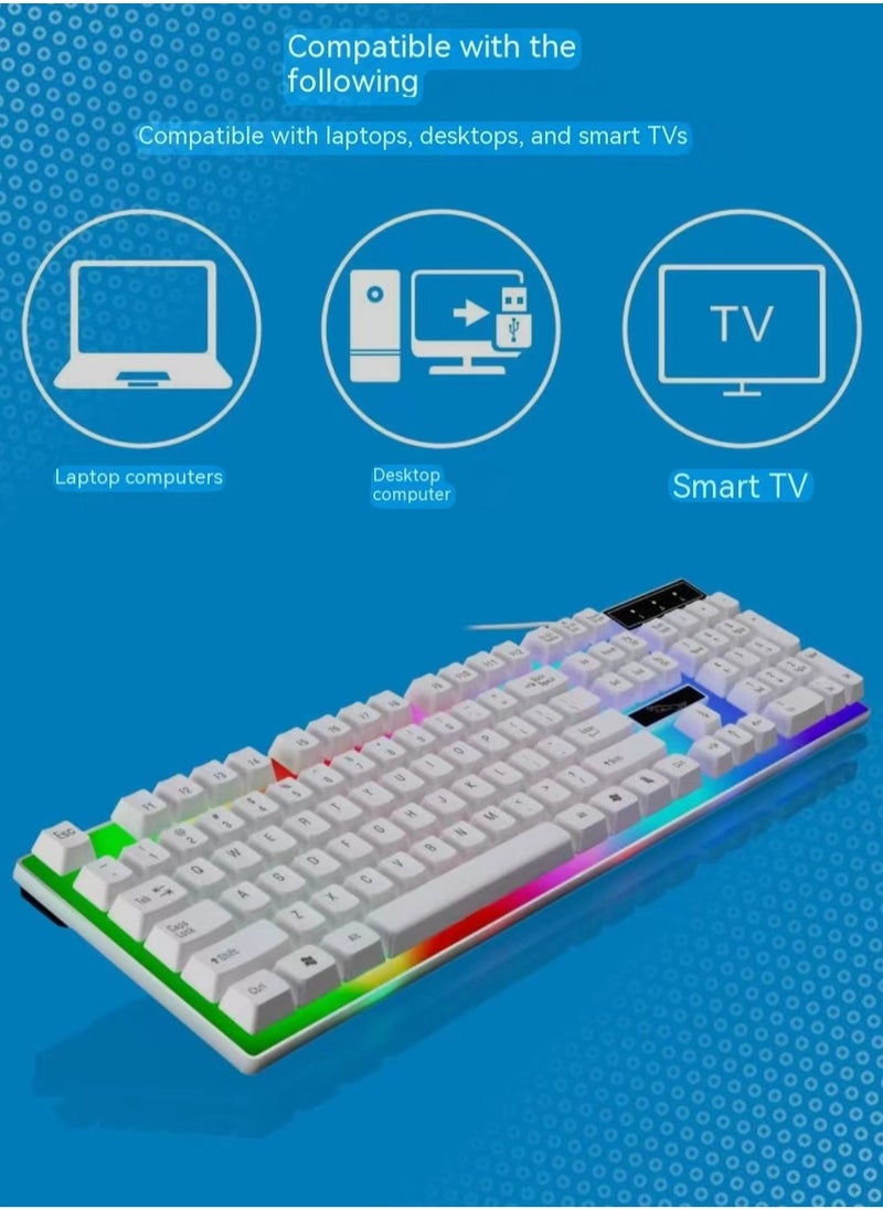 Generic - Wired gaming keyboard and mouse set white - Image 1