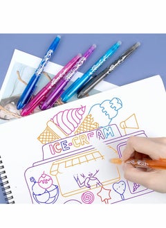 Excefore Erasable Pens, Erasable Rollerball Pen, 0.5mm Tip Rubber Pen, Ink Eraser Pen, 8 Colors Erasable Gel Pens for Kids Adults School Supplies Office Stationery, Color Hot Water Type Erasable Pen  - Image 5