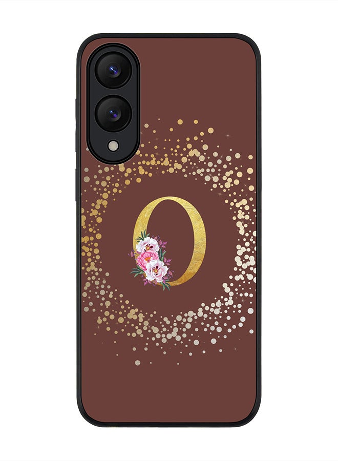 Stylizedd For Samsung Galaxy S25 Edge Case,Slim fit Camera Protection, Shockproof Thin Phone cover  - Custom Monogram Floral - O  (Brown ) - Image 1
