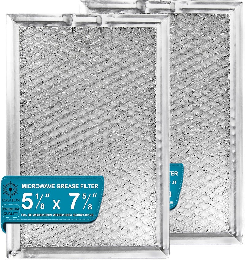Omaeon [2 Pack] WB06X10309 Microwave Grease Filter Replacement 7.62" x 5.12" – Fits GE Stove WB06X10359, Hotpoint, Kenmore & LG Microwaves – Aluminum Mesh Vent Filters for Over-the-Range Ovens - Image 1