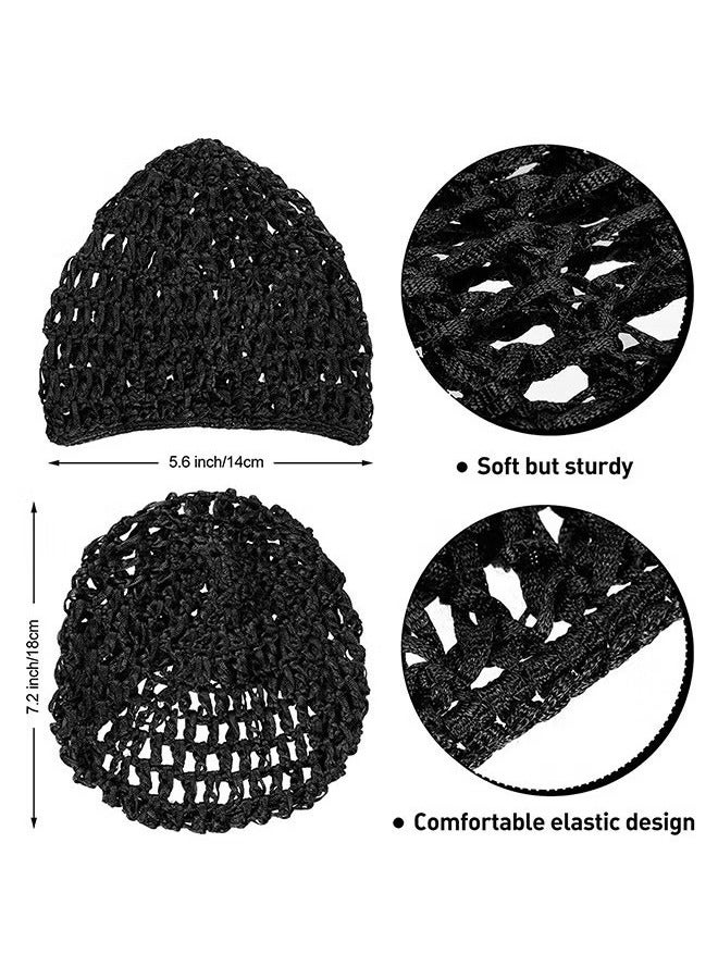 3 Pcs Crochet Hair Net, Soft Reusable Crocheted Sleep Cap, Knitted Hair Net Hair Accessories (Black) - Image 2