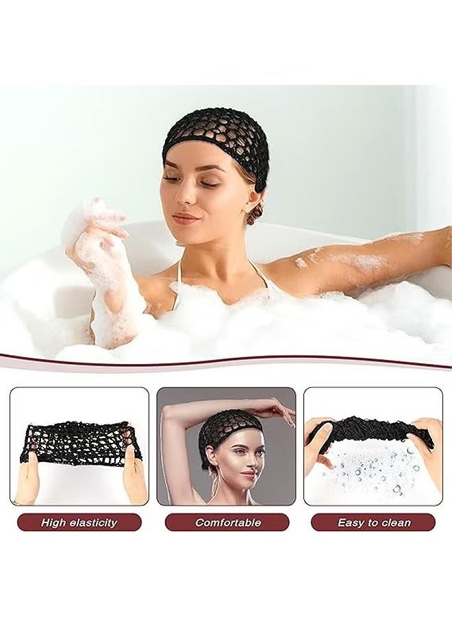 3 Pcs Crochet Hair Net, Soft Reusable Crocheted Sleep Cap, Knitted Hair Net Hair Accessories (Black) - Image 3