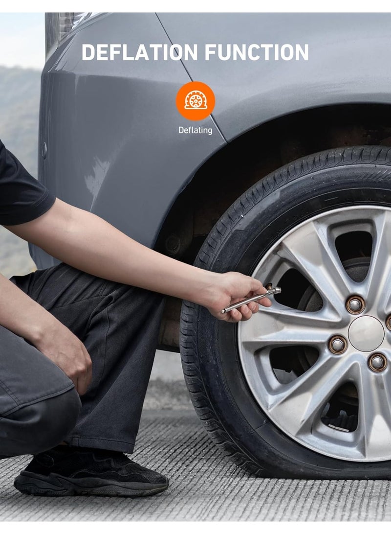 مقياس ضغط الإطارات بقلم رصاص 2 حزمة (10-75PSI, ±2 ٪ Span)، مقياس ضغط الهواء للإطارات، جسم الفولاذ المقاوم للصدأ، وفتحات معدنية لقياسات السيارات والدراجات والمركبات - Image 4