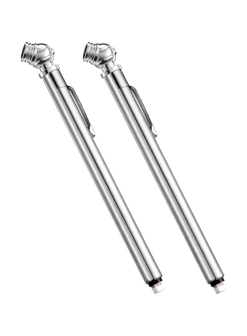 مقياس ضغط الإطارات بقلم رصاص 2 حزمة (10-75PSI, ±2 ٪ Span)، مقياس ضغط الهواء للإطارات، جسم الفولاذ المقاوم للصدأ، وفتحات معدنية لقياسات السيارات والدراجات والمركبات - Image 1