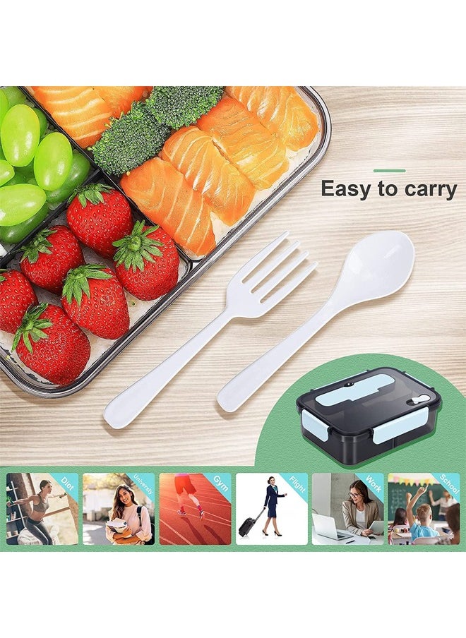 Arabest - Bento Lunch Box - 3 Compartment Lunch Containers for Adults and Kids,Food Grade Plastic Lunch Box with Spoon & Fork (Blue） - Image 1