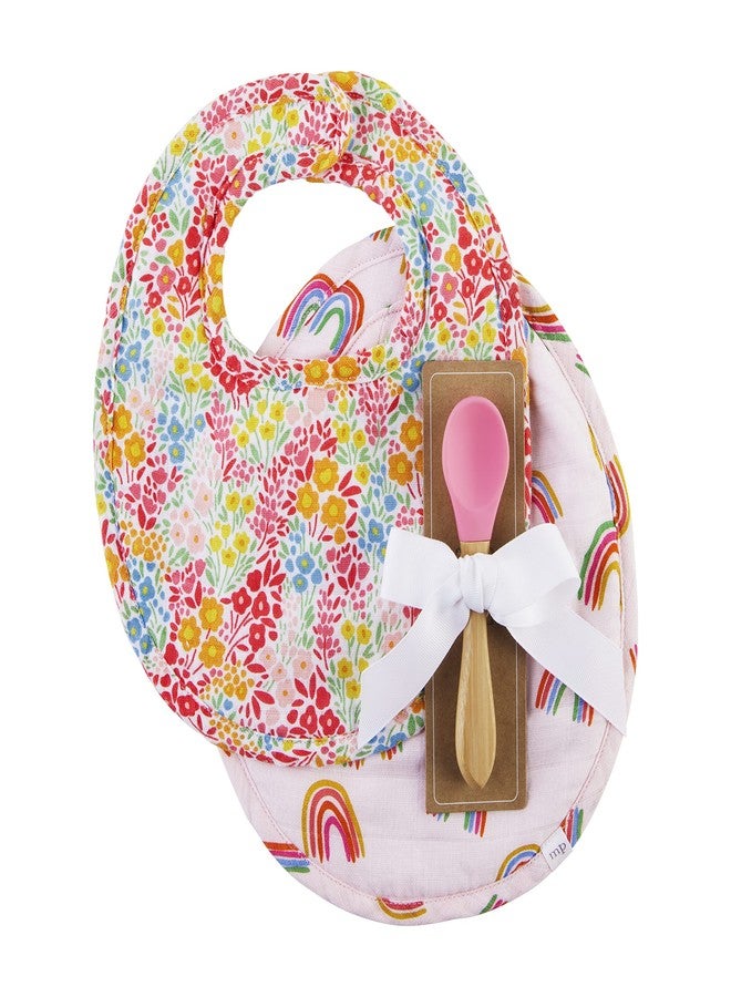 Mud Pie Bib & Spoon Set, Rainbow
