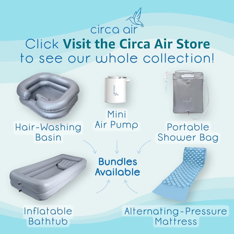 Circa Air أوعية الشامبو المحمولة من للمنزل - حوض غسل الشعر القابل للنفخ لطريحي الفراش ومحطة للأطفال، مغسلة محمولة لغسل الشعر، حوض إزالة السموم للضفائر، حوض الشامبو القابل للنفخ، حمام الضفائر - Image 5