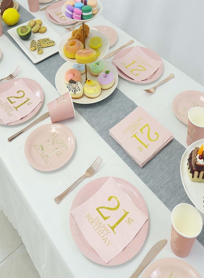 Pandecor Birthday Party Plates and Napkins Party Supplies,Disposable Birthday Party Decorations Set Serve up to 20 Guests (21st) - Image 5