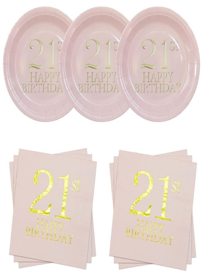 Pandecor Birthday Party Plates and Napkins Party Supplies,Disposable Birthday Party Decorations Set Serve up to 20 Guests (21st) - Image 1