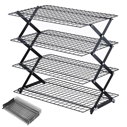 Pleafind 234Tier Collapsible Cooling Rack 3 Setting Design Adjustable Stackable Baking Rack 5 Modes Cooling Racks for Cooking and Baking Roasting Grilling Gifts for Picnic Party - Image 1