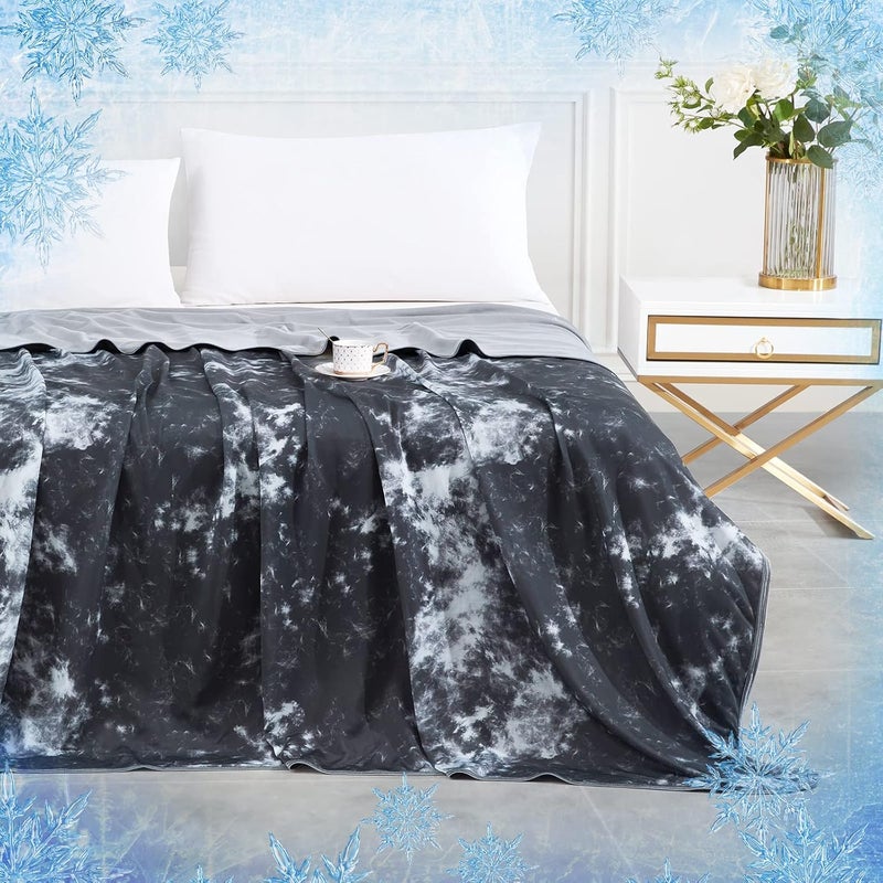 Elegear Cooling Blanket 2-in-1 Self-Cooling Blanket, Japanese Arc-Chill 3.0 Q-Max > 0.5 Lightweight Summer Blanket, Double-Sided, Absorbs Body Heat, Cooling Blanket for Bed Sofa, Tie Dye Black, 150 x - Image 1