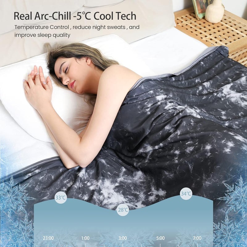 Elegear Cooling Blanket 2-in-1 Self-Cooling Blanket, Japanese Arc-Chill 3.0 Q-Max > 0.5 Lightweight Summer Blanket, Double-Sided, Absorbs Body Heat, Cooling Blanket for Bed Sofa, Tie Dye Black, 150 x - Image 2