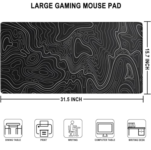 AREYLO Large Gaming Mouse Pad, Waterproof Extra Large Mousepad with Stitched Edges, 31.5" x 15.7" Non-Slip Rubber Base Office Big Long Keyboard Pad for Office Gamer Home XXL, Black - Image 4