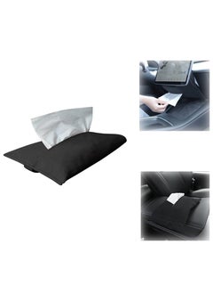 Car Tissue Holder for Tesla Model 3 Accessories Model Y X S Center Console Napkin Holders Leather Tissue Box for Visor Screen Backseat Dashboard Armrest Box