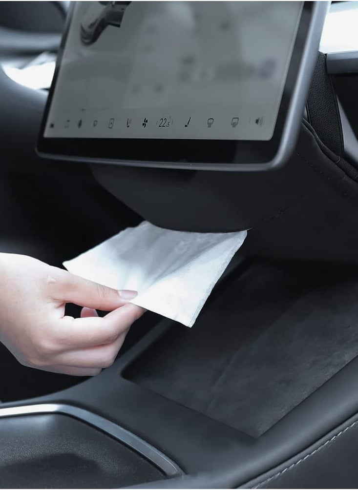 Bukela - Car Tissue Holder for Tesla Model 3 Accessories Model Y X S Center Console Napkin Holders Leather Tissue Box for Visor Screen Backseat Dashboard Armrest Box - Image 1