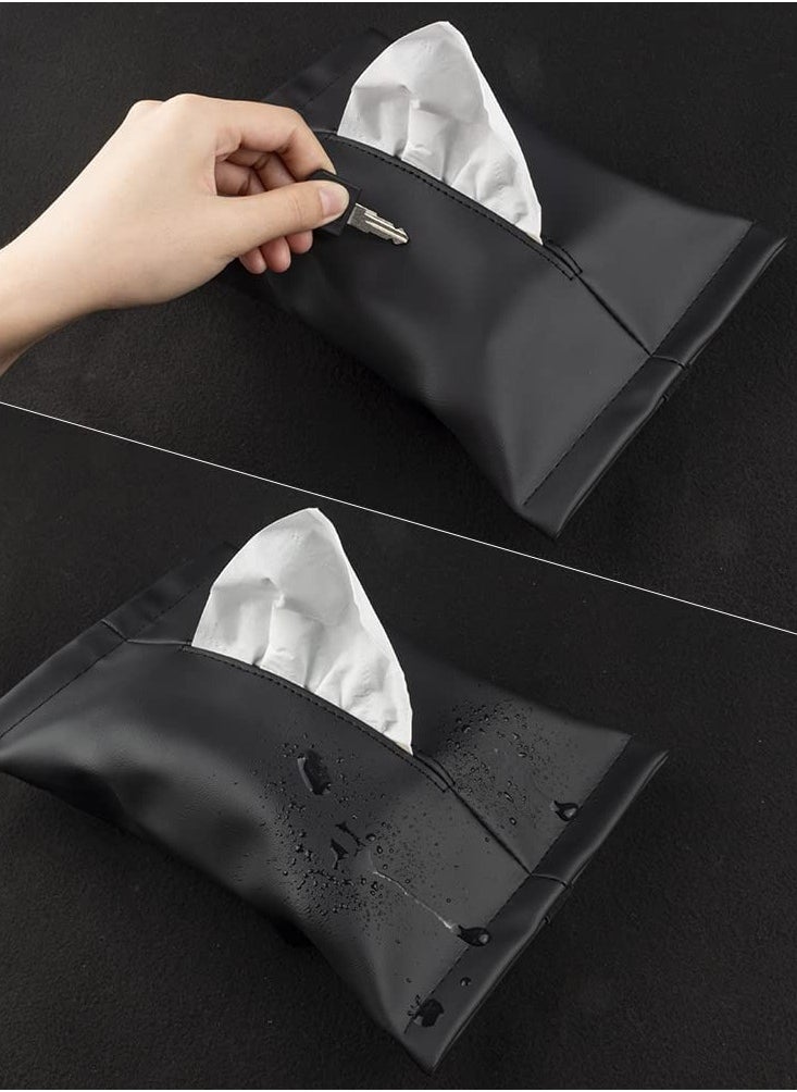 Bukela - Car Tissue Holder for Tesla Model 3 Accessories Model Y X S Center Console Napkin Holders Leather Tissue Box for Visor Screen Backseat Dashboard Armrest Box - Image 1