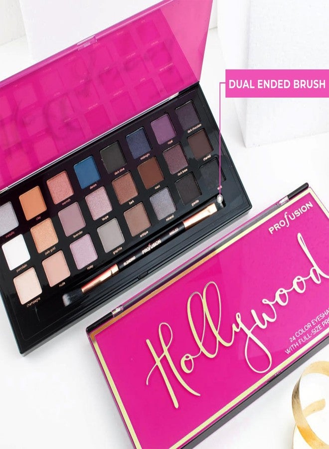 Profusion Cosmetics Hollywood 24 Shade Eyeshadow Palette, Richly Pigmented Shades to Achieve Bold Eye Catching Looks with A Professional Brush - Image 4