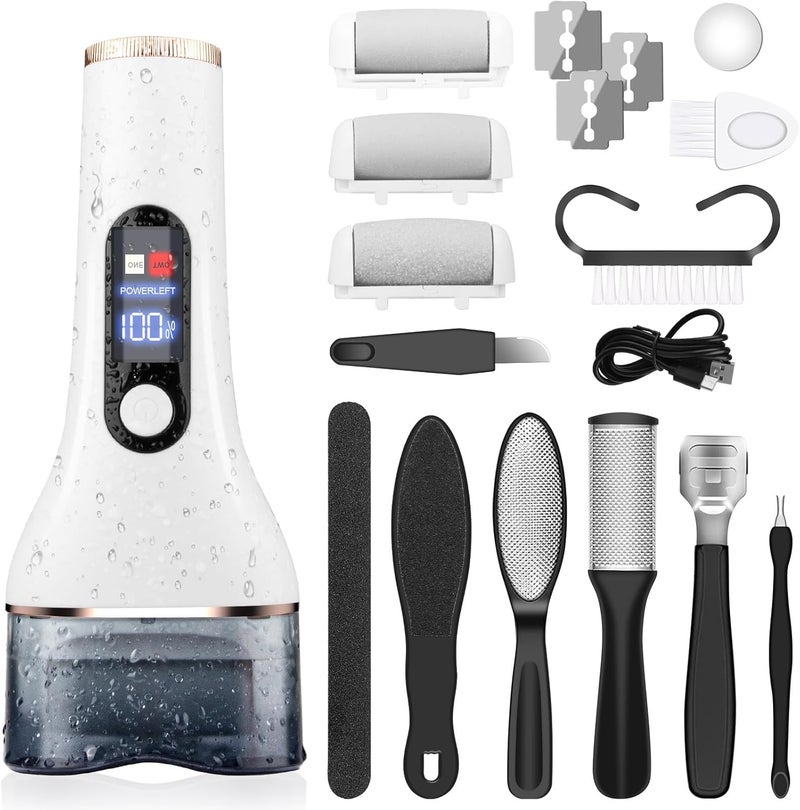 Electric Callus Remover for FeetRechargeable Portable Electronic Foot File Pedicure KitsProfessional Waterproof Pedi Feet Care Tools WetDry Foot Scrubber File Perfect for Hard Cracked Dry Dead Skin