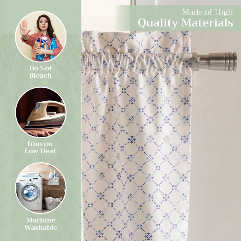 Maison d' Hermine Kitchen Curtains Sets for Windows 100% Cotton Set of Kitchen Curtains Valances for Home [2 Tiers (28"X36") and 1 Valance (56"X18")] Farmhouse, Cafe (Faience) - Image 3