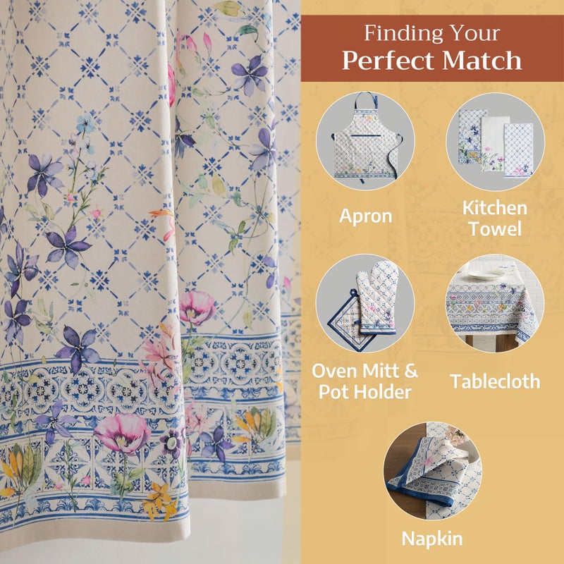 Maison d' Hermine Kitchen Curtains Sets for Windows 100% Cotton Set of Kitchen Curtains Valances for Home [2 Tiers (28"X36") and 1 Valance (56"X18")] Farmhouse, Cafe (Faience) - Image 5