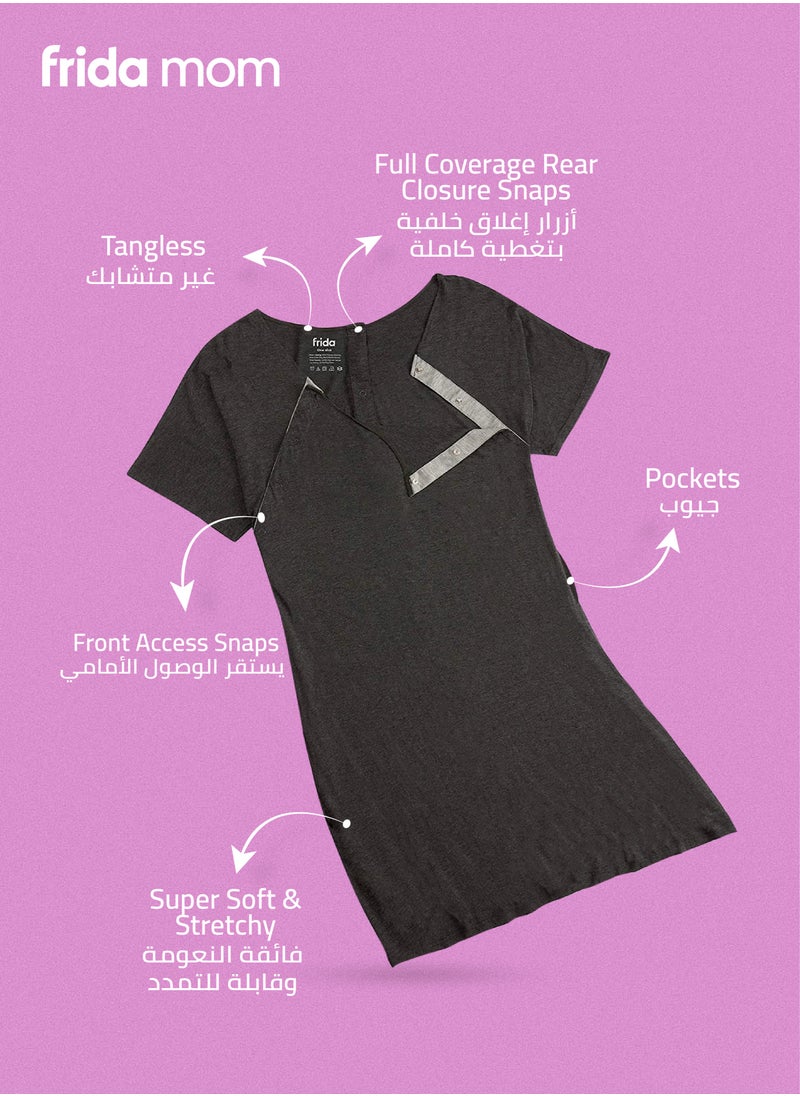 frida mom - Delivery & Nursing Gown | Soft, Stretchy & Full Coverage | Easy-Snap for Skin-to-Skin & Breastfeeding | Postpartum Comfort | Hospital & Home Maternity Wear - Image 1