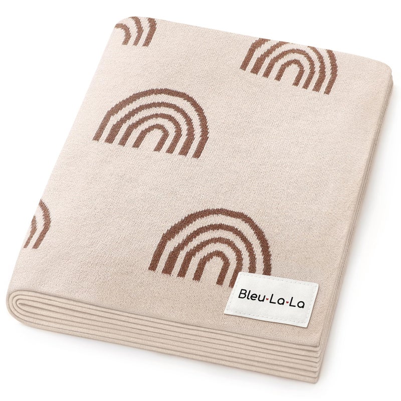Bleu La La Baby Blanket for Girls and Boys 100 Cotton Buttery Soft Cozy Receiving Swaddle Stroller Blanket for Shower Gift Registry for Newborns Infants Toddlers Rainbow Taupe