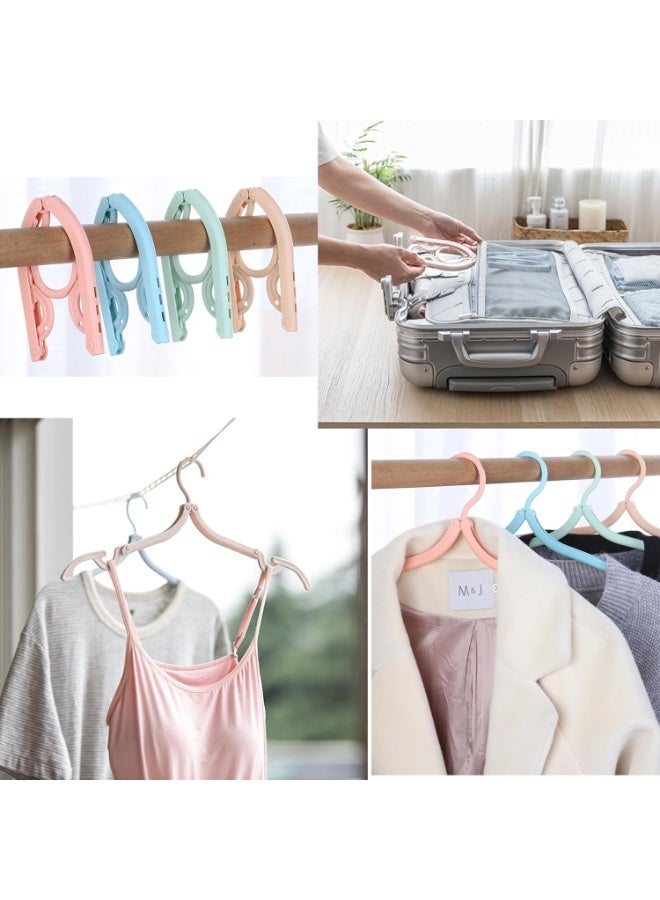شماعات ملابس قابلة للطي، عبوة من 4 شماعات ملابس محمولة، منشر ملابس بلاستيكي قابل للطي سحري مع سطح غير قابل للانزلاق بأربعة ألوان لتجفيف الملابس أثناء السفر والمنزل - Image 3