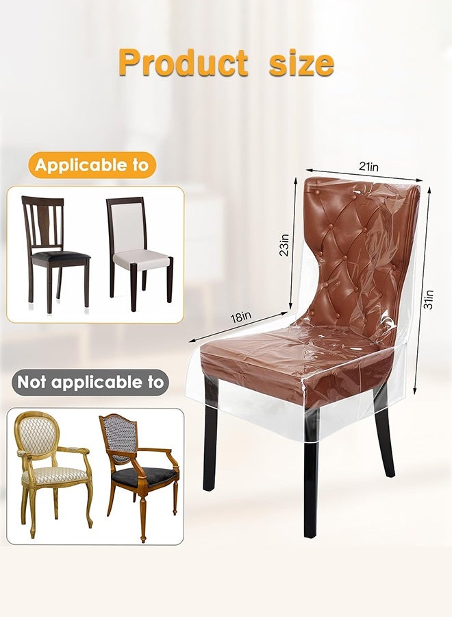 Sweet Life 3 Pcs Dining Chair Covers, Waterproof Kitchen Chair Protectors, Clear Plastic Seat Chair Protector, Keep Your Chair Away from Water Dust Stain and Pet Claws - Image 2