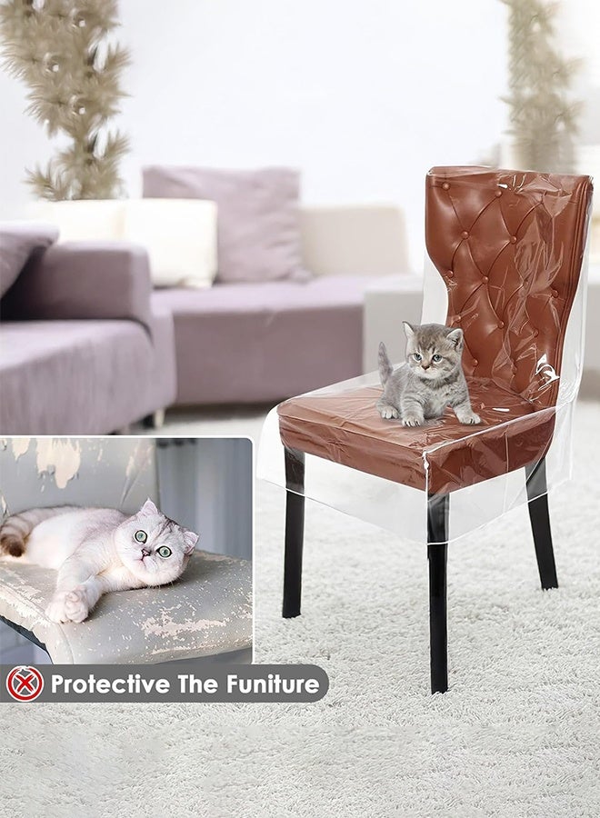 Sweet Life 3 Pcs Dining Chair Covers, Waterproof Kitchen Chair Protectors, Clear Plastic Seat Chair Protector, Keep Your Chair Away from Water Dust Stain and Pet Claws - Image 3