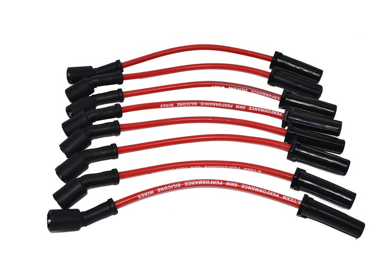 A-Team Performance - Silicone Spark Plug Wires Set - Compatible with GMC Chevy Truck SUV 1999-2014 11" VORTEC LS LS1 LS2 LS3 LS6 LS7 4.8L 5.3L 5.7L 6.0L 6.2L 7.0L Red 8.0mm - Image 1