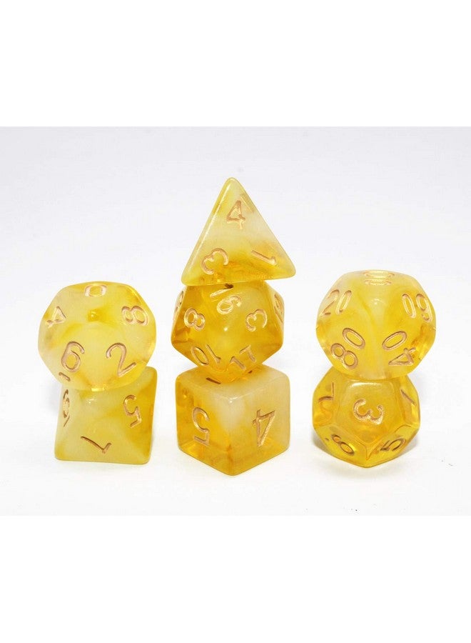 HD DND Dice Set Yellow & Milky RPG Polyhedral Dice Fit Dungeons and Dragons(D&D) Pathfinder MTG Tabletop Role Playing Game Translucent 7-Die Dice Set - Image 3