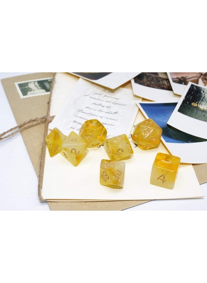 HD DND Dice Set Yellow & Milky RPG Polyhedral Dice Fit Dungeons and Dragons(D&D) Pathfinder MTG Tabletop Role Playing Game Translucent 7-Die Dice Set - Image 5