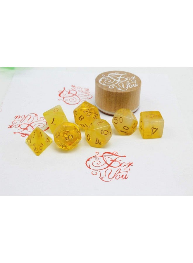 HD DND Dice Set Yellow & Milky RPG Polyhedral Dice Fit Dungeons and Dragons(D&D) Pathfinder MTG Tabletop Role Playing Game Translucent 7-Die Dice Set - Image 4