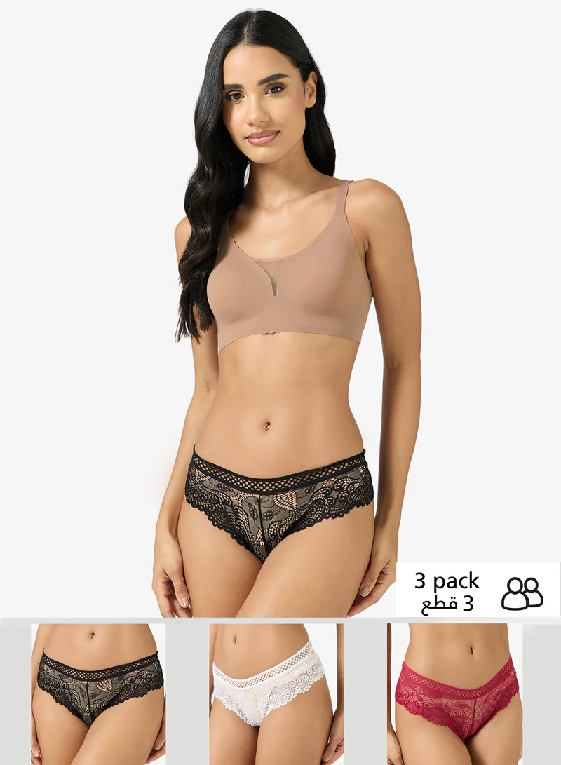 ELLA 3 Pack Cheeky Lace Brief