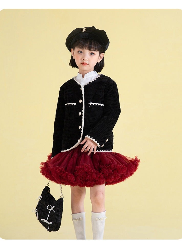 Loquat Shaggy Skirt For Girls And Children Red 