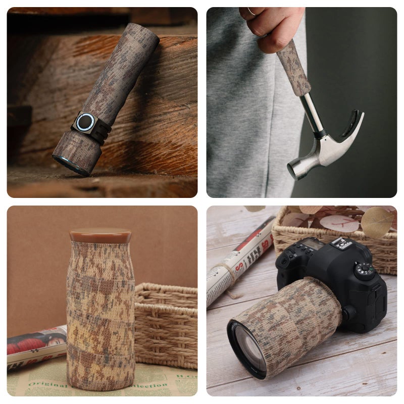 DROK 4 Roll Camo Tape, 1.97in x 14.76ft Antislip Adherent Breathable Protective Camouflage Wrap Bandage for Bat Kit Travel Camping, 4.92Yard Flexible Elastic Desert Cling Covering Camo Tape - Image 4