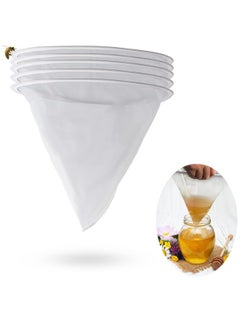 Ultra-Fine Nylon Mesh Strainer Bags for Honey Extraction - 5 Pack, Perfect for Filtering Honey, Wine, Wax, Beer, and Nut Milk - Ideal Apiary Equipment for 5 Gallon Buckets.