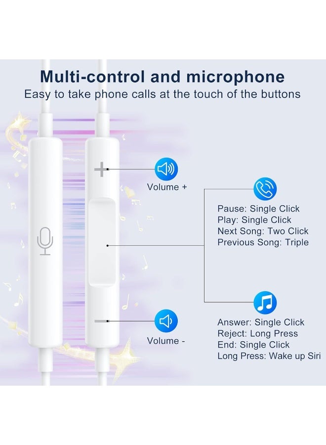 آیمی سماعات أذن سلكية IM-EP108 Lightning لأجهزة iPhone/iPad (جميع الموديلات): صوت ستيريو عالي الدقة مع جهير مثير، ملفات 14 مم، تحكم متعدد مدمج وميكروفون عالي الدقة، كابل TPE متين بطول 1.2 متر، ملاءمة ثابتة للرياضة/العمل/التنقل - Image 5