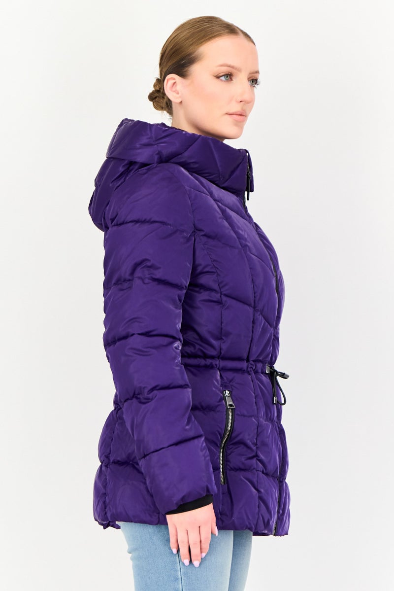 DKNY Women Quilted Puffer Jacket, Purple - Image 2