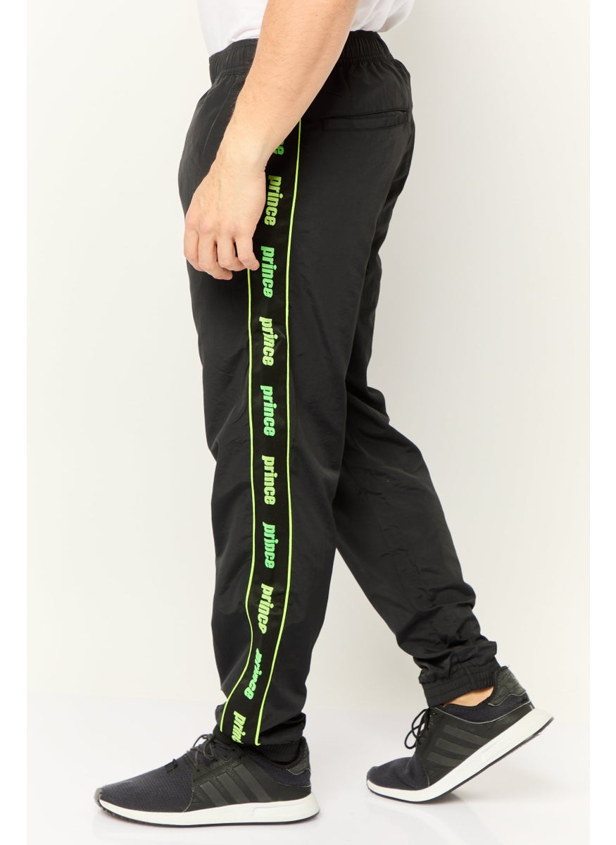 Prince - Men Regular Fit Brand Logo Track Pants, Black - Image 1