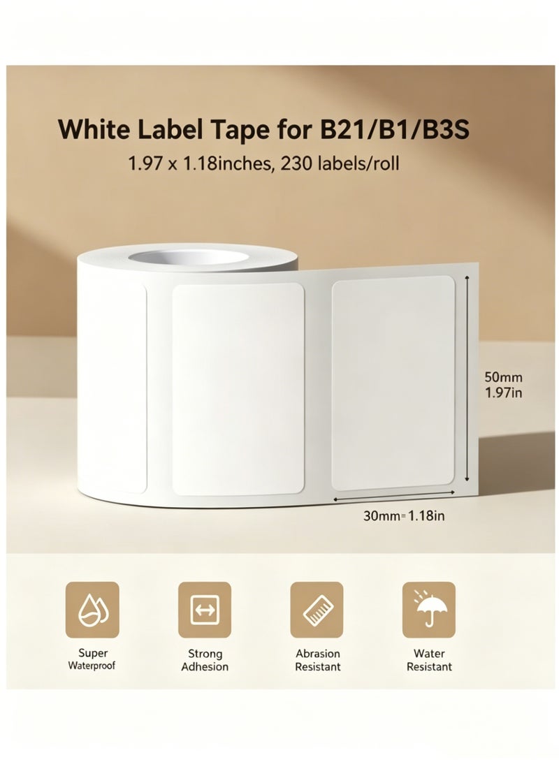Woofixer 230 Labels/Roll Barcode Label Paper Roll 50x30mm White Waterproof Thermal Transfer Sticker Tape for Shipping, Inventory, Asset Tags Compatible with Most Label Printers - Image 5