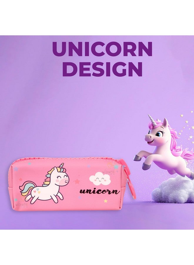 ويش كي حقيبة أقلام رصاص بتصميم يونيكورن من ويشكي للأطفال، صندوق أقلام رصاص أنيق بسحاب لتخزين أدوات القرطاسية، حقيبة تنظيم أدوات مكتبية كبيرة السعة لطلاب المدارس، (عبوة من قطعة واحدة، متنوعة) - Image 4