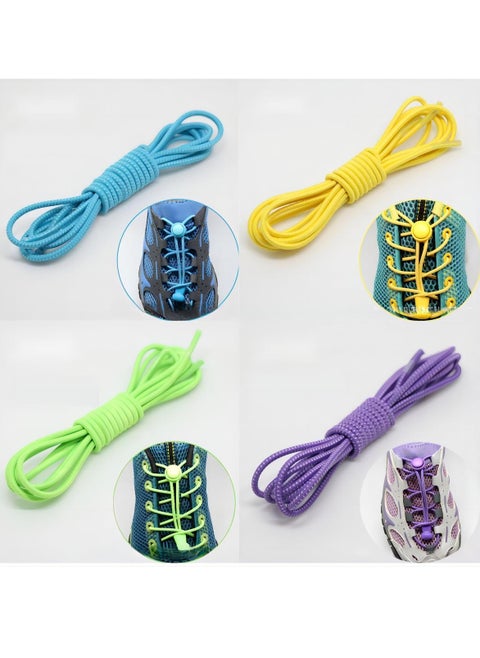 No Tie Shoelaces,4 Pairs Elastic Lock Shoe Laces for Kids Adults Women Men