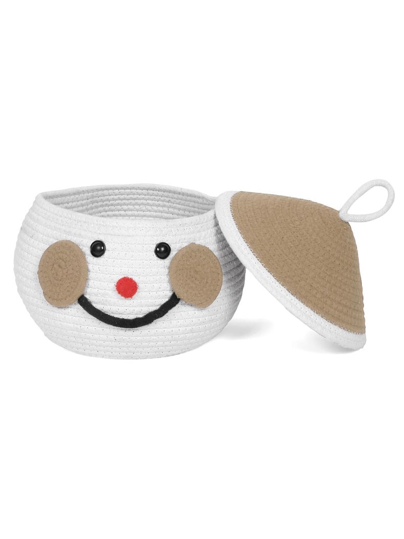 vihs vihs Cute Santa Handmade Jute Cotton Thread Rope Basket Woven Storage Basket with Cap Nursery Organizers and StorageKids Basket Toy Bin Baby Gift Basket Beige - Image 2