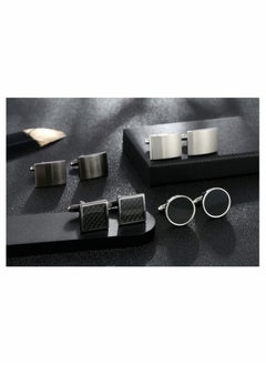 SYOSI 4 Pairs Cufflinks for Men Set Unique Cuff Links Mens Business Groom Gifts  - Image 2