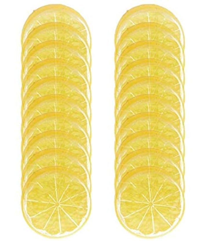 20PCS FAKE FRUIT HOME HOUSE KITCHEN PARTY DECORATION FAUX FRUIT PROPSSIMULATION YELLOW LEMON SLICES