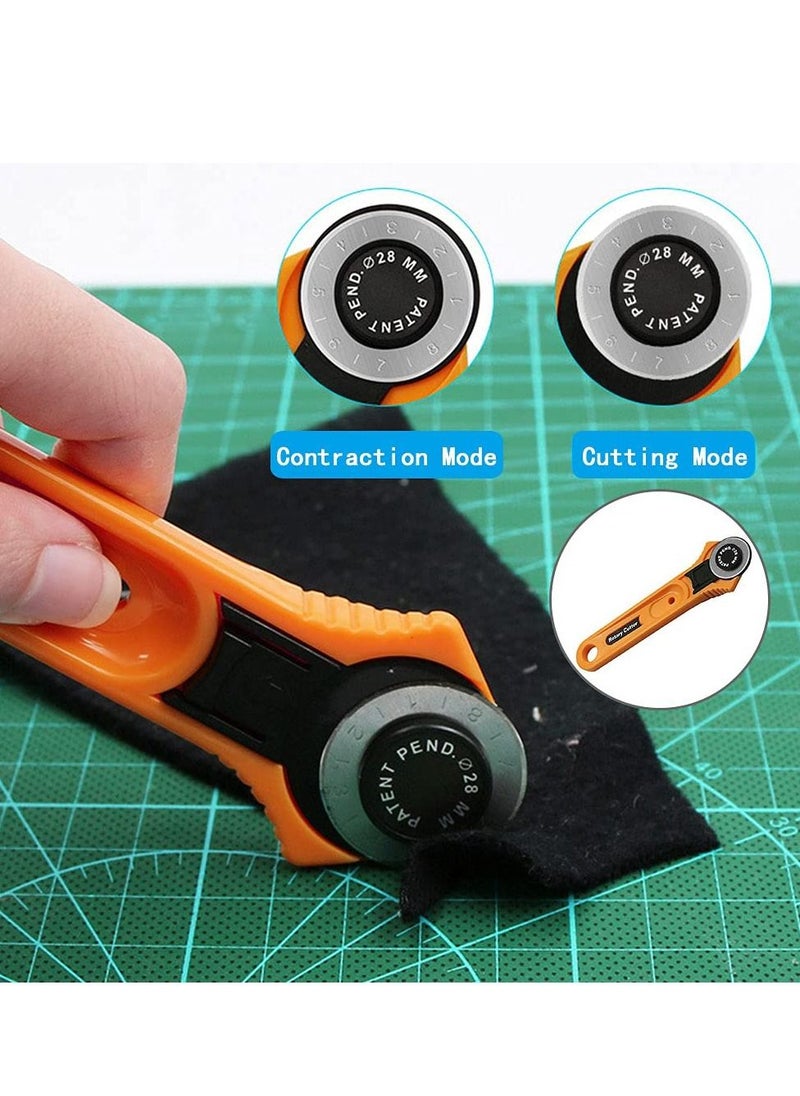 KASTWAVE - 28mm Fabric Cutter, Leather Rotary Cutters, Plastic Handle Wheel Cutter for Papers Leather Fabric Sewing Plastic Blade Patchwork Leather Vinyl Paper Craft, 2pcs - Image 1