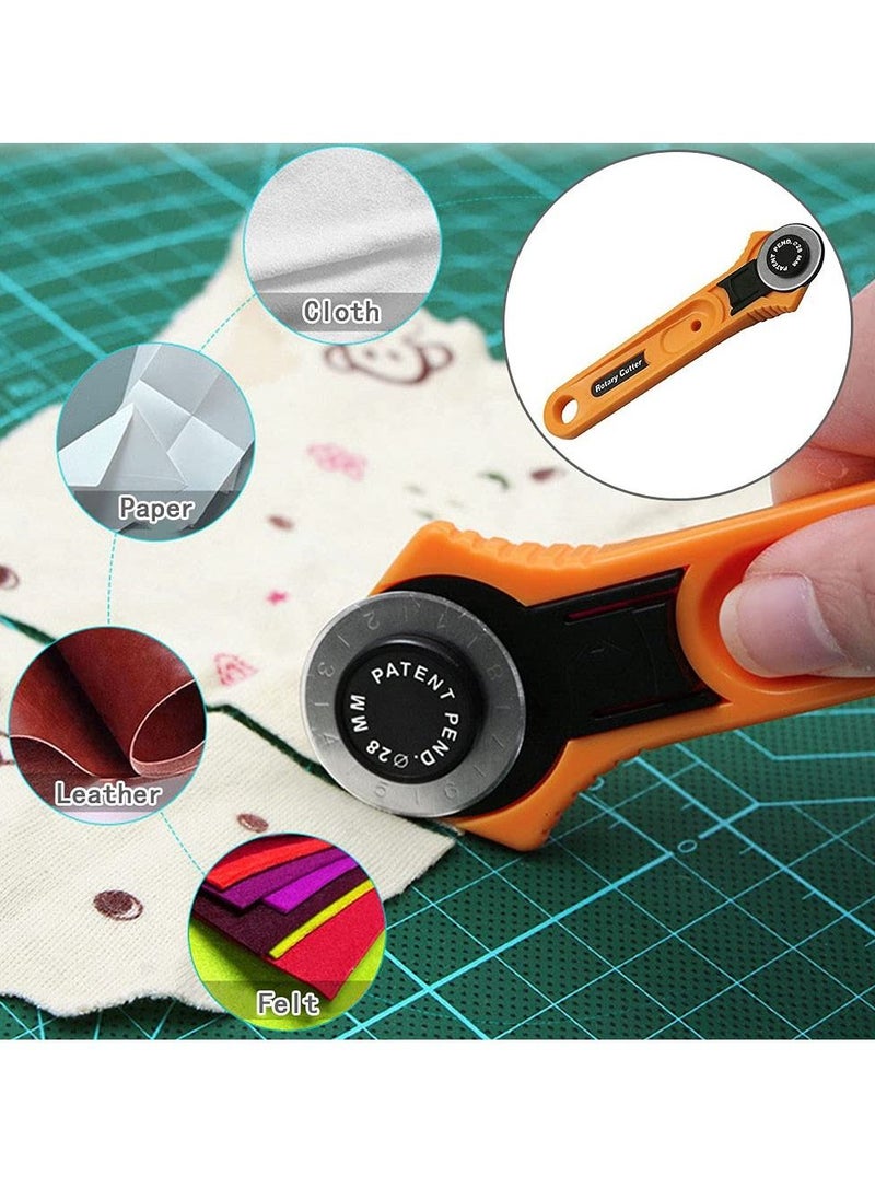 KASTWAVE - 28mm Fabric Cutter, Leather Rotary Cutters, Plastic Handle Wheel Cutter for Papers Leather Fabric Sewing Plastic Blade Patchwork Leather Vinyl Paper Craft, 2pcs - Image 1